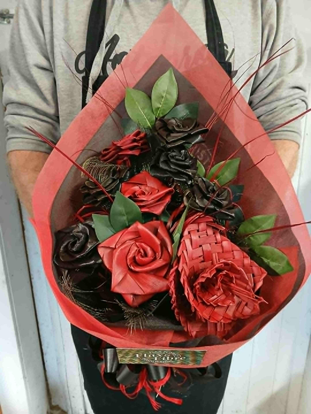 Red & Black Presentation Bouquet